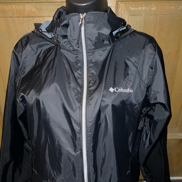 Columbia Black Switchback Waterproof Nylon Long Sleeve Zip Up Jacket Size L - Picture 11 of 13